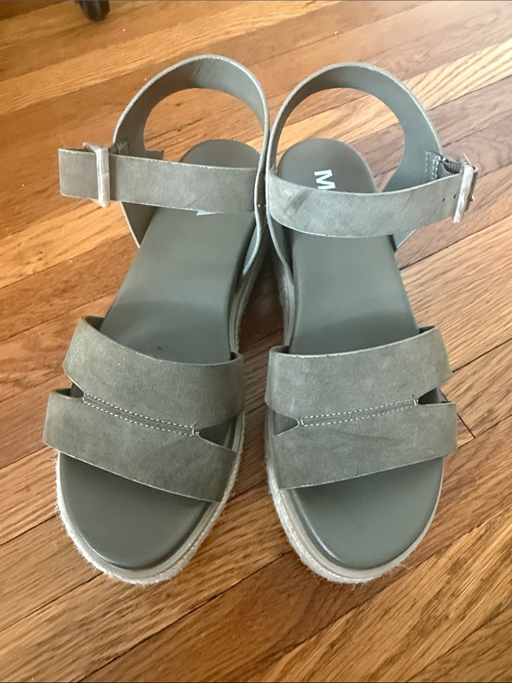 MIA Olive Suede Double-Strap Ankle Sandals